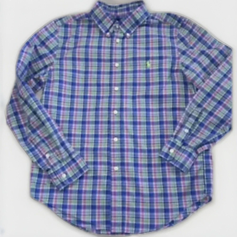 Boys RALPH LAUREN Button Front L/S Shirts Casual Large 14-16 Made India Lot Of 2